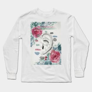 Ear Piercing Chart with Loose Watercolor Florals Long Sleeve T-Shirt
